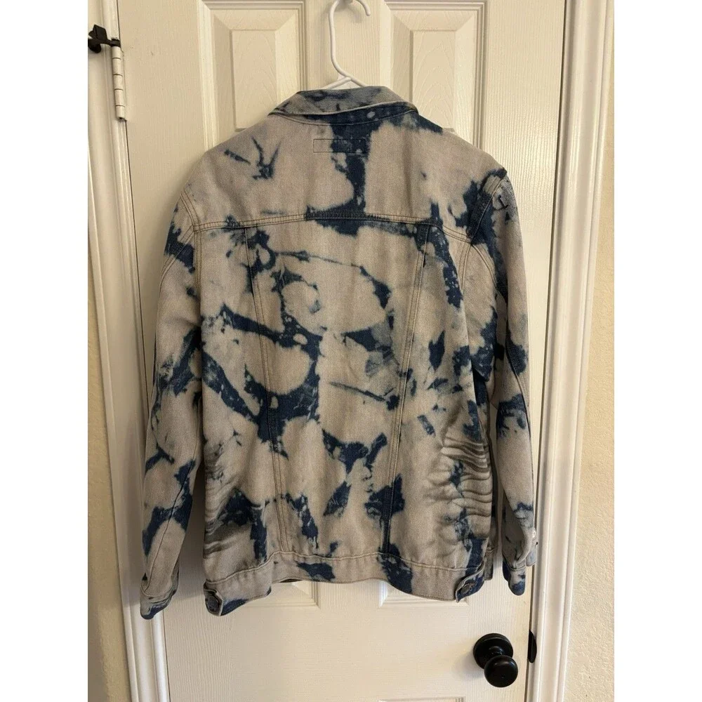 Encrypted Supply Co Tie Dye Denim Jacket Blue White Trucker Men’s M